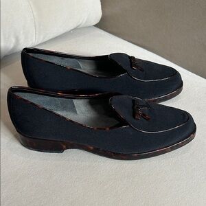 Stuart Weitzman Black Loafers with Brown tortoiseTrim size 7N